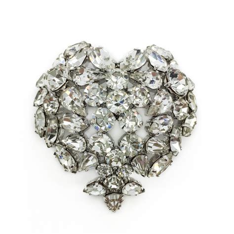 Vintage Christian DIOR 1960’s Heart Crystal Brooch